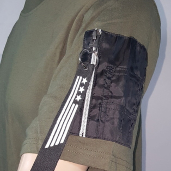 Southpole Nylon Trim Long Scallope Tee T-Shirt - Picture 2 of 3